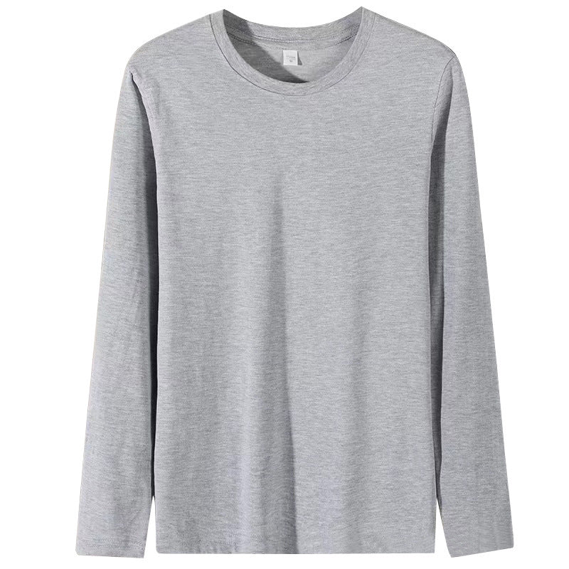 Solid Color Round-Neck Long Sleeve Shirt - VELORA
