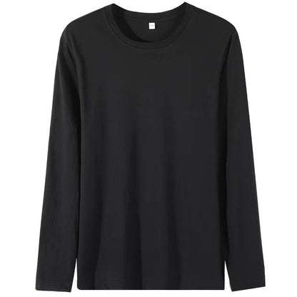 Solid Color Round-Neck Long Sleeve Shirt - VELORA