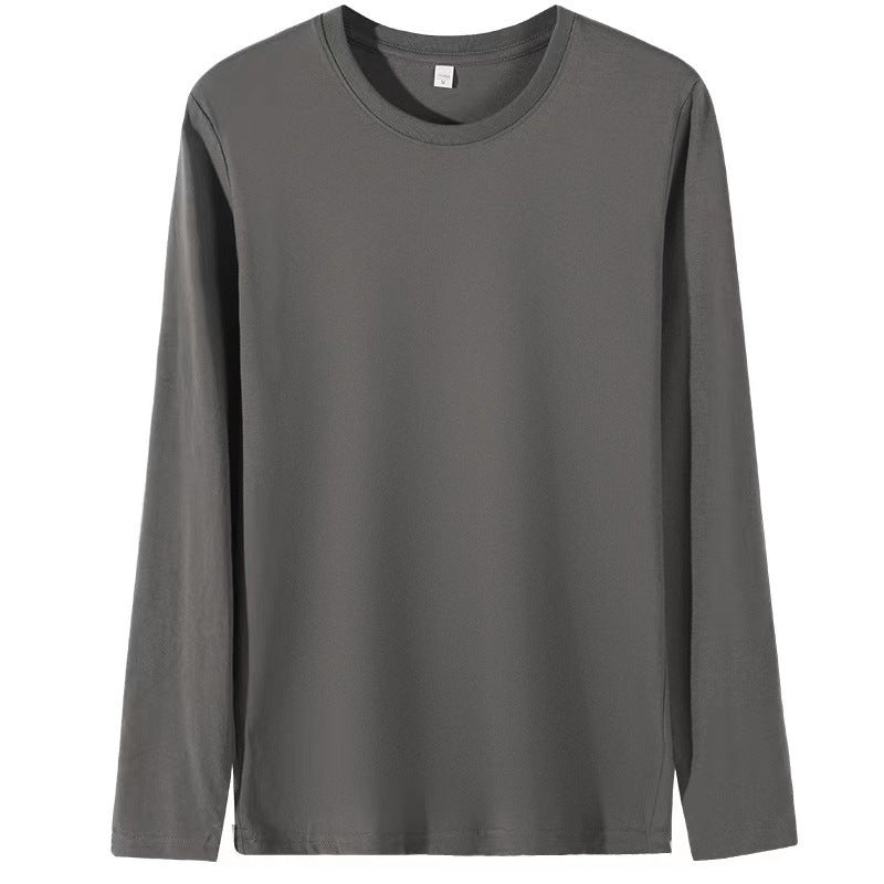 Solid Color Round-Neck Long Sleeve Shirt - VELORA