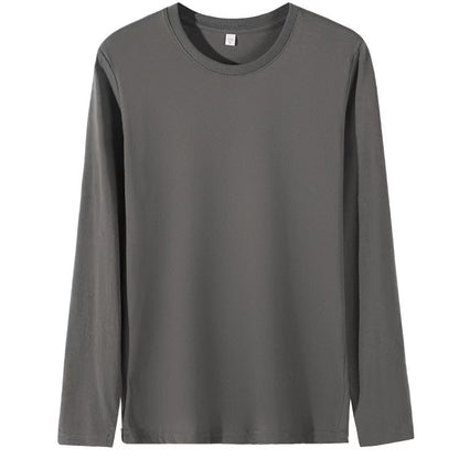 Solid Color Round-Neck Long Sleeve Shirt - VELORA