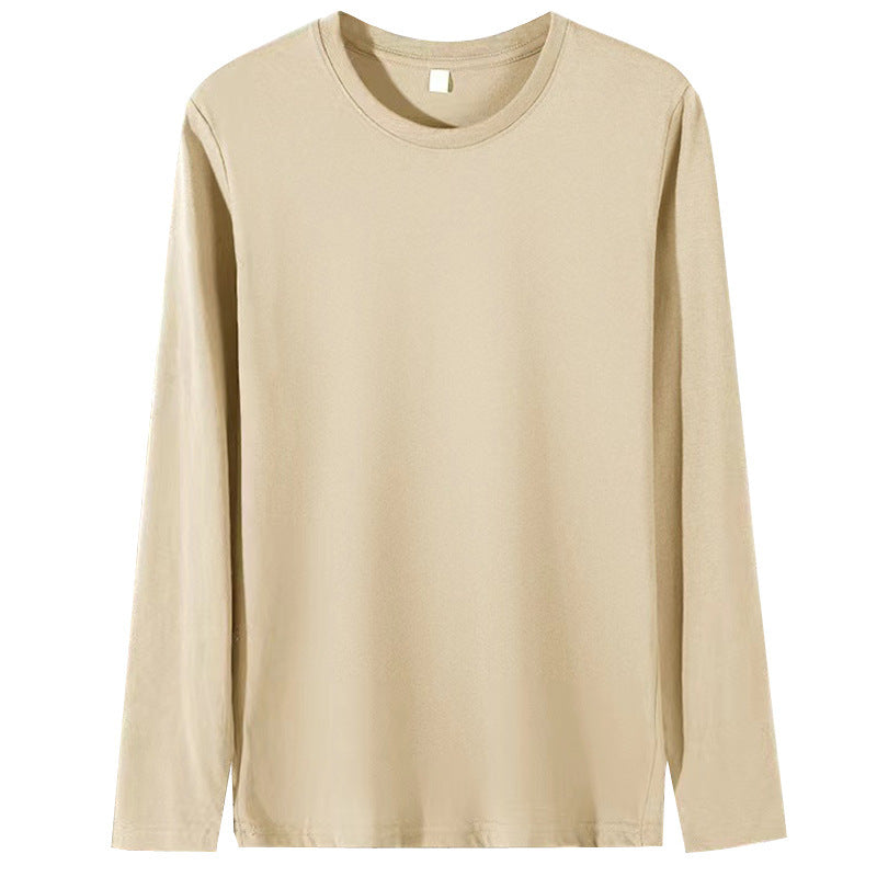Solid Color Round-Neck Long Sleeve Shirt - VELORA