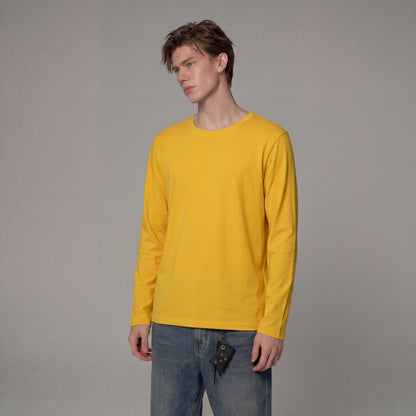 Men's Solid Color Round-Neck Long Sleeve Shirt VELORA