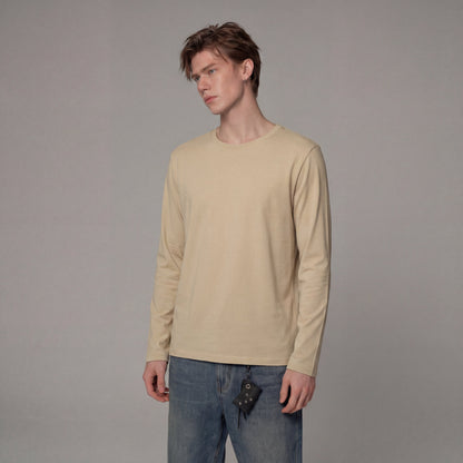 Men's Solid Color Round-Neck Long Sleeve Shirt VELORA