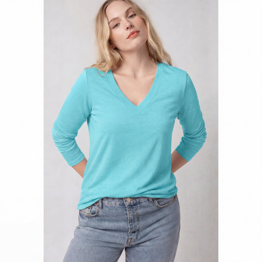 Women’s V-Neck T-Shirt – Casual Soft Everyday Basic Top VELORA
